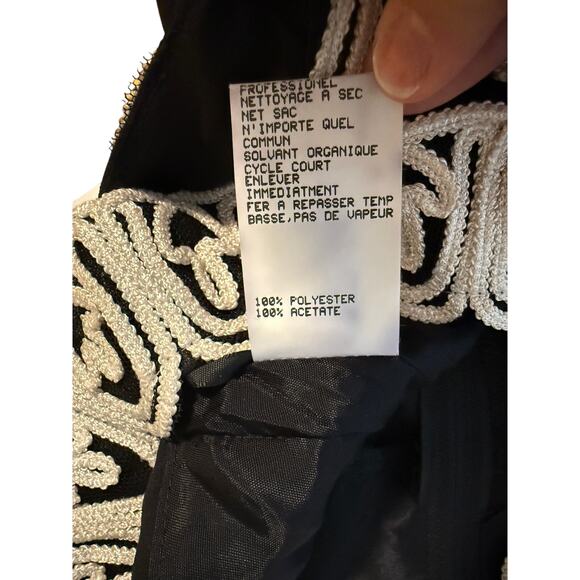 Vtg 90s Jessica McClintock Gunne Sax Embroidered Halter Chiffon Gown Black 3/4 - Picture 6 of 7